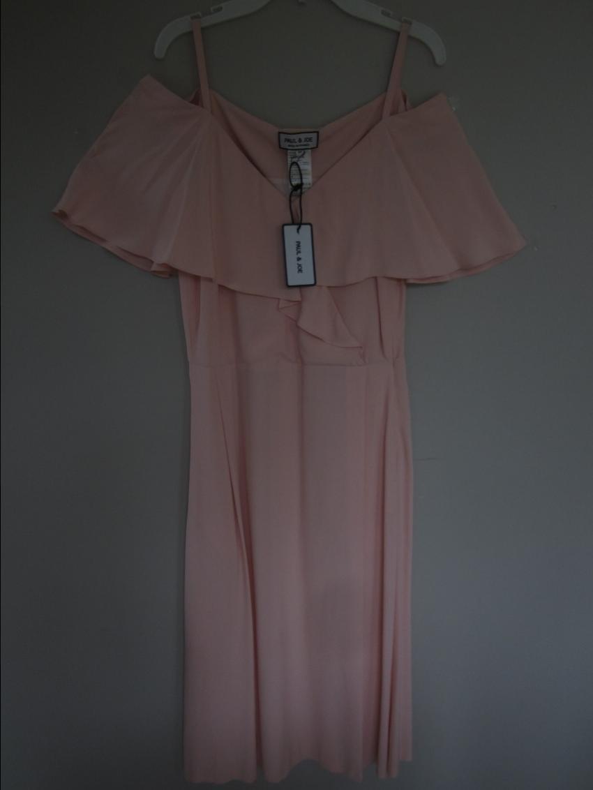 Paul & Joe Severiny Cold-Shoulder Pink Crepe de Chine Dress