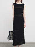 Fabiana Filippi Navy Cotton Sleeveless Midi Dress