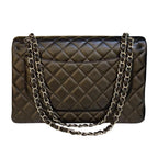Black Lambskin Maxi Double Flap