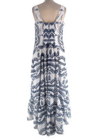 Charo Ruiz Nissy Blue and White Midi Dress
