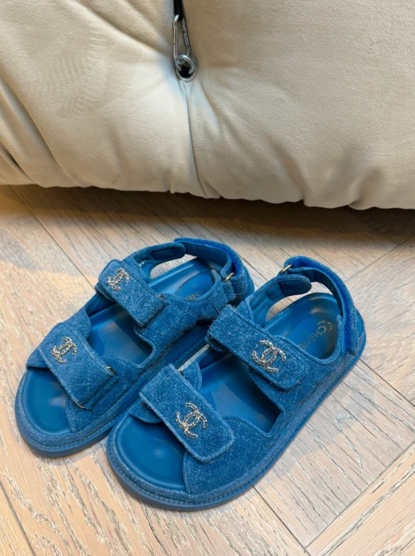 Chanel Blue  Denim Dad Sandals