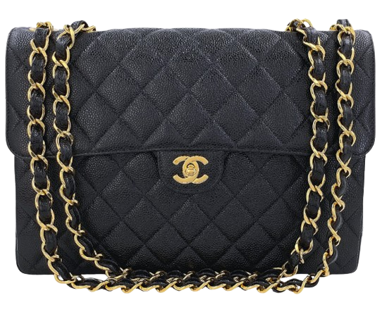 Chanel Black Vintage Caviar Leather Jumbo Flap Bag