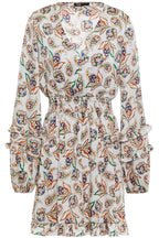 MAJE Ruffle-trimmed shirred printed cady mini dress