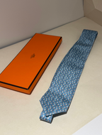 Hermes Light Blue  Cheval En Coeur Silk Tie