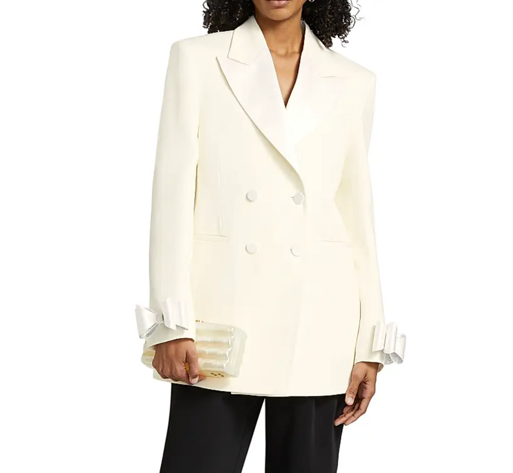 Mach & Mach  Crystalized Bow Cuff Blazer Minidress