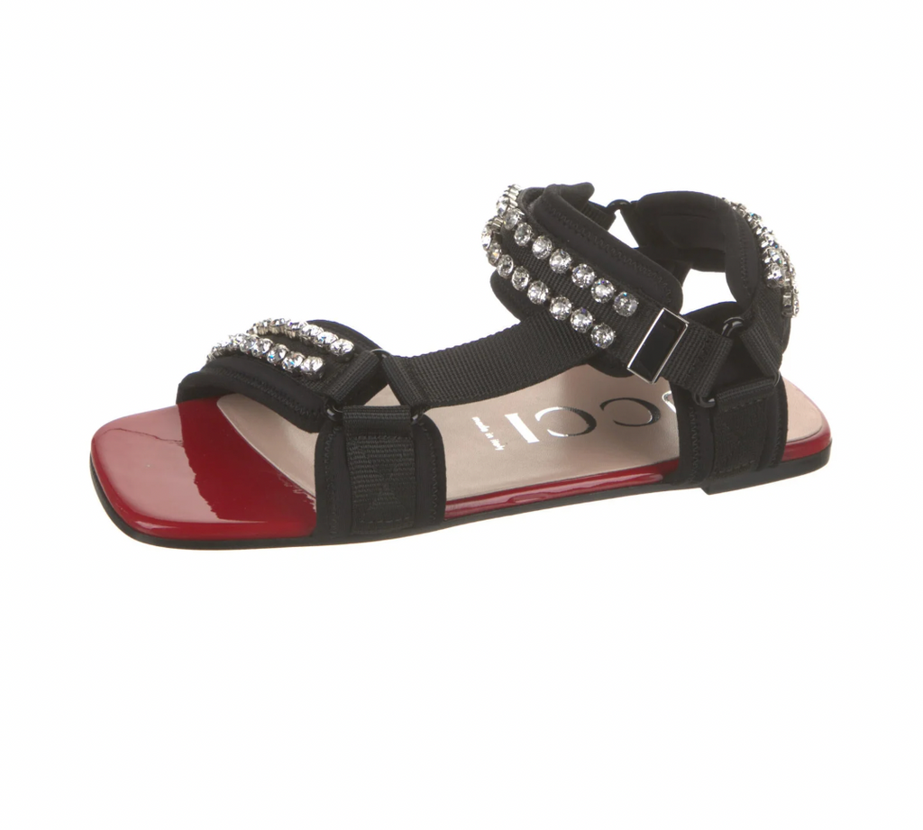 Crystal Embellished Sport Strap Sandals