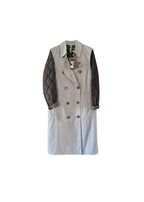 stone gabardine quilted sleeve trench coat