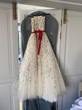Floral Embroidered Ivory Tulle Gown
