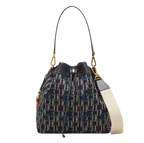 Carolina Herrera Navy Monogram Bucket Bag
