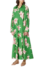 Valentino Green Floral Lilium Shirt Dress