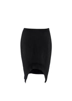 Black Textured Knit Curved Hem Mini Skirt