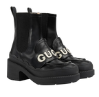 Gucci Black Logo Platform Leather Boots