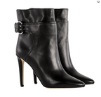 Jimmy Choo Black Leather Buckle Detail Ankle Boots