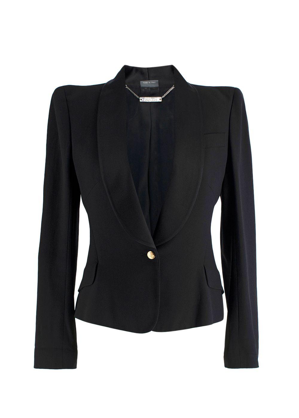 Alexander McQueen Black Blazer with Gold Button Fastening