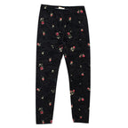 Monnalisa Kids Black Rose Print Velvet Leggings