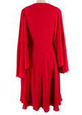 Mikael Aghal Red Cape Sleeve Midi Dress