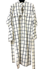 Virgin Wool Black And White Checked Shirt Dress