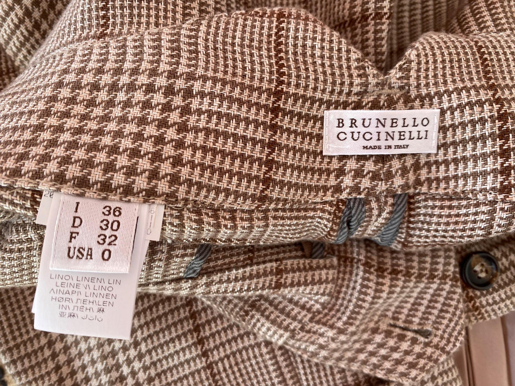 Bruenllo Cucinelli Brown Check High Waisted Trousers