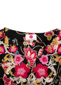 Elegant Embroidery Black Floral Embroidered Kaftan
