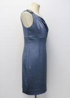 David Meister Blue One Shoulder Dress