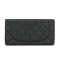Chanel Black Caviar Leather Long Flap Yen Wallet with Silver Hardware
