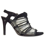 Bottega Veneta black leather transparent heeled sandals