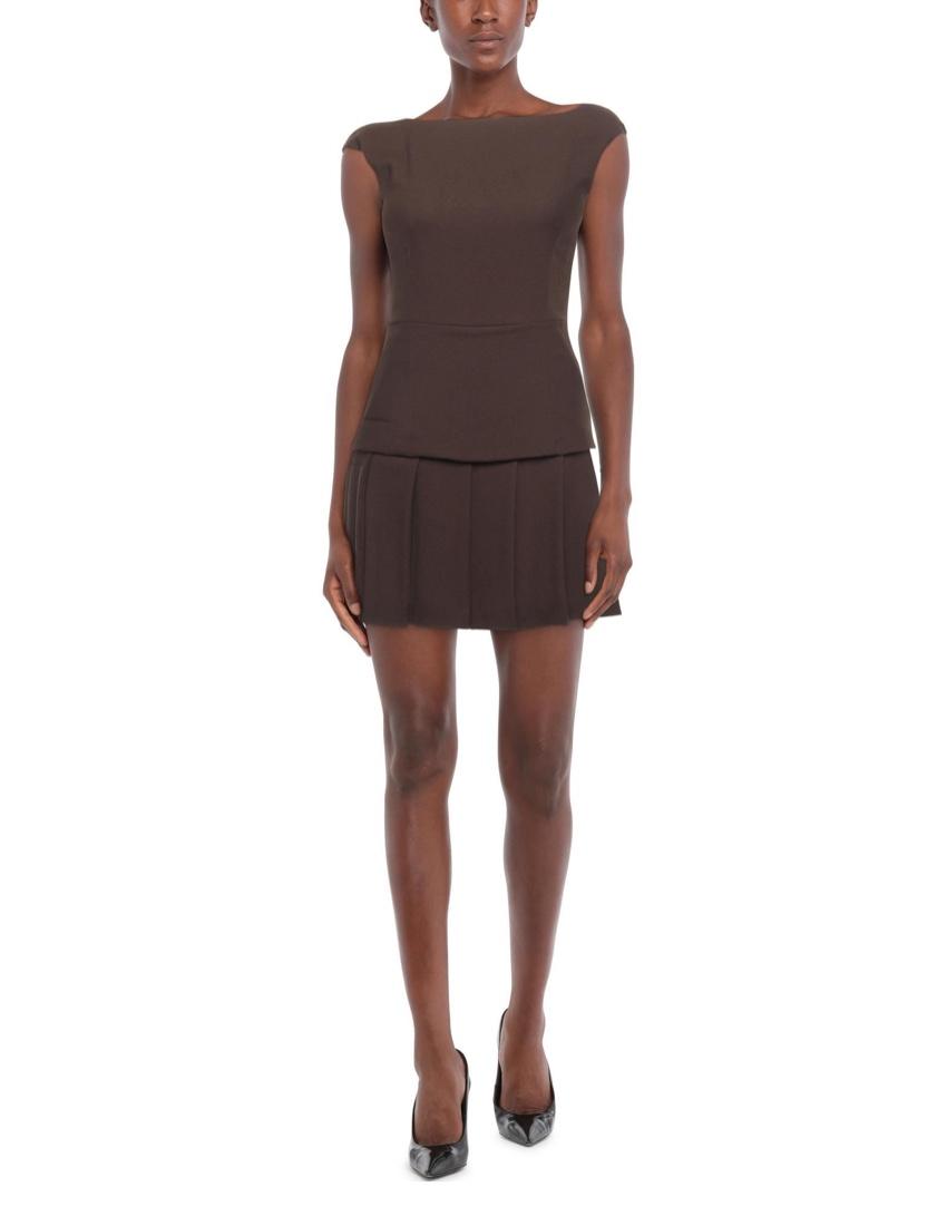 Ermanno Scervino Pleated Contrast Underskirt Sleeveless Mini Dress