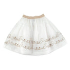 Mi Mi Sol White & Gold Embroidered Tulle Skirt