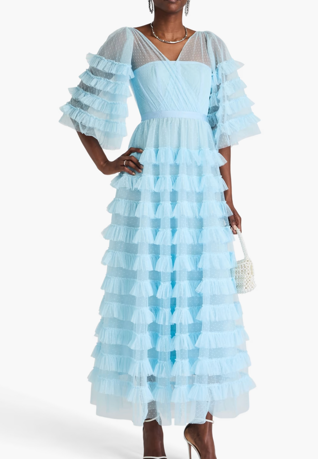 Huishan Zhang Marybell Tiered Point D'esprit Gown