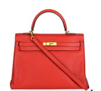 Hermes Kelly 35cm in Rogue Tomate Clemence Leather with Gold Hardware