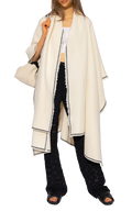 Jil Sander Cream Wool Cape with Black Trim