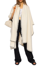 Jil Sander Cream Wool Cape with Black Trim