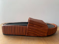 NEOUS Tan Brown Leather Slides