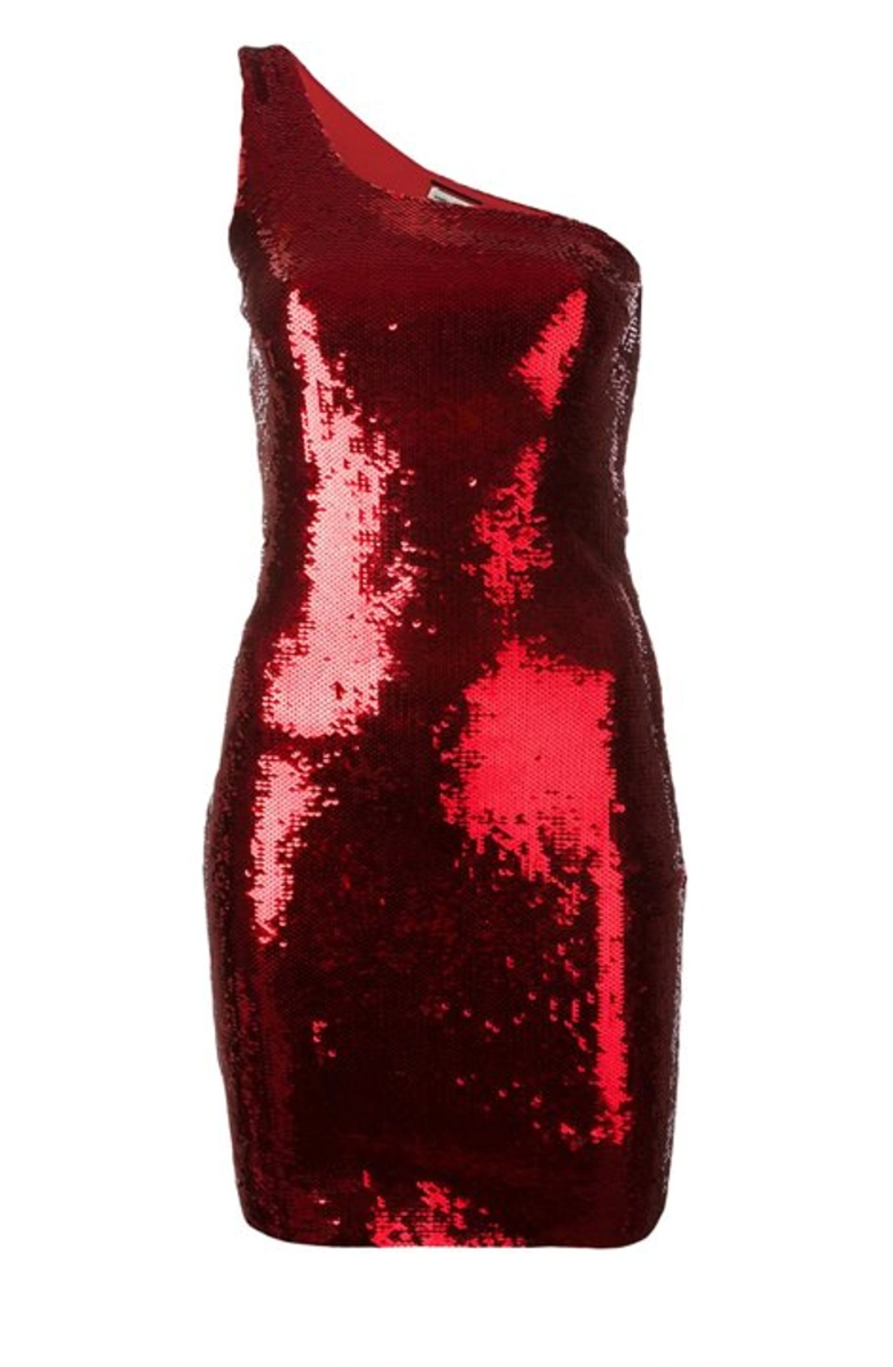 Saint Laurent Red Sequin One Shoulder Mini Dress