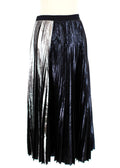 Black & Silver Coated Pleated Midi Skirt