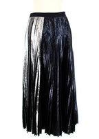Black & Silver Coated Pleated Midi Skirt
