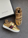 Gucci Gold Fur Lined Sneakers