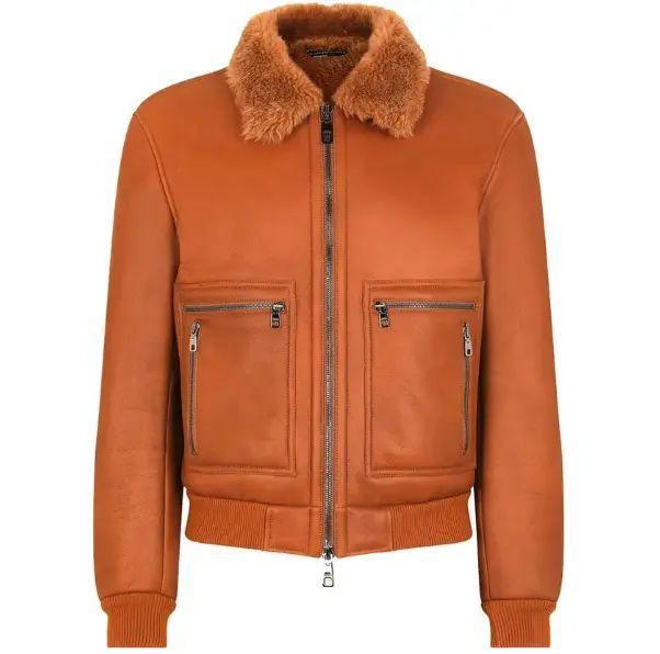 Dolce & Gabbana Tan Leather Trucker Jacket