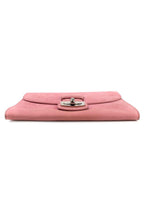 Asprey Pink Suede Turnlock Clutch