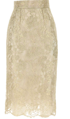 Dolce & Gabbana Gold Lace Pencil Skirt