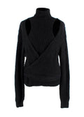 Ganni Black Brushed Alpaca Wrap Jumper