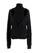 Ganni Black Brushed Alpaca Wrap Jumper