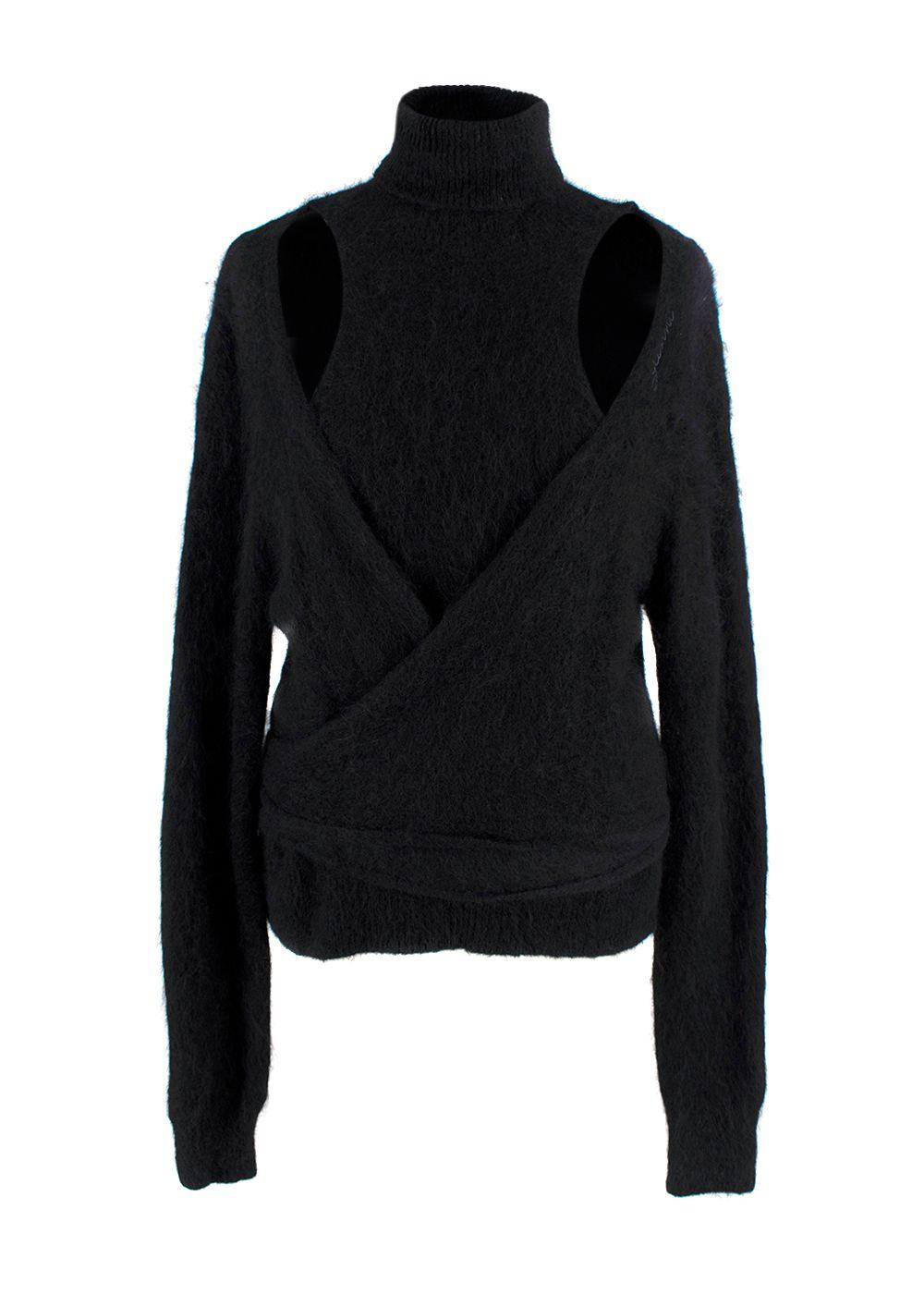 Ganni Black Brushed Alpaca Wrap Jumper