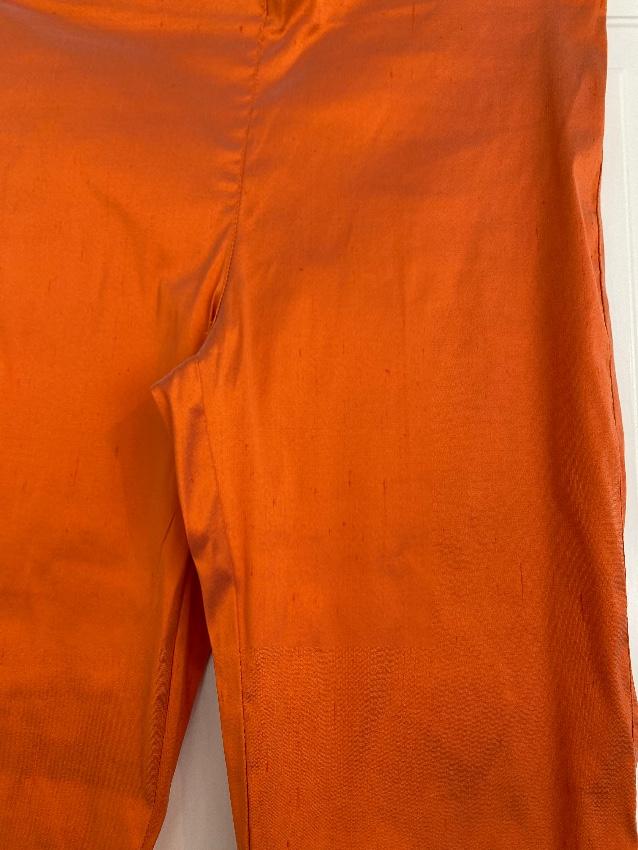 PAROSH Orange Silk Slim Fit Pants