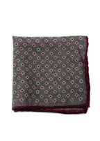 Brunello Cucinelli Grey And Burgundy Wool Pocket Square