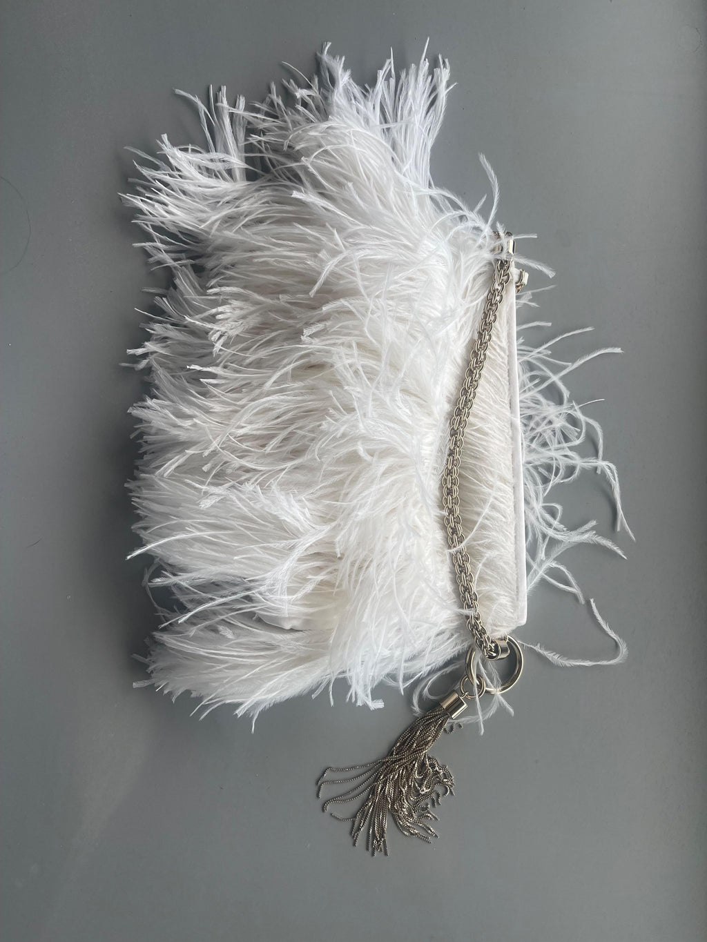 Jimmy Choo White Ostrich Feather Clutch