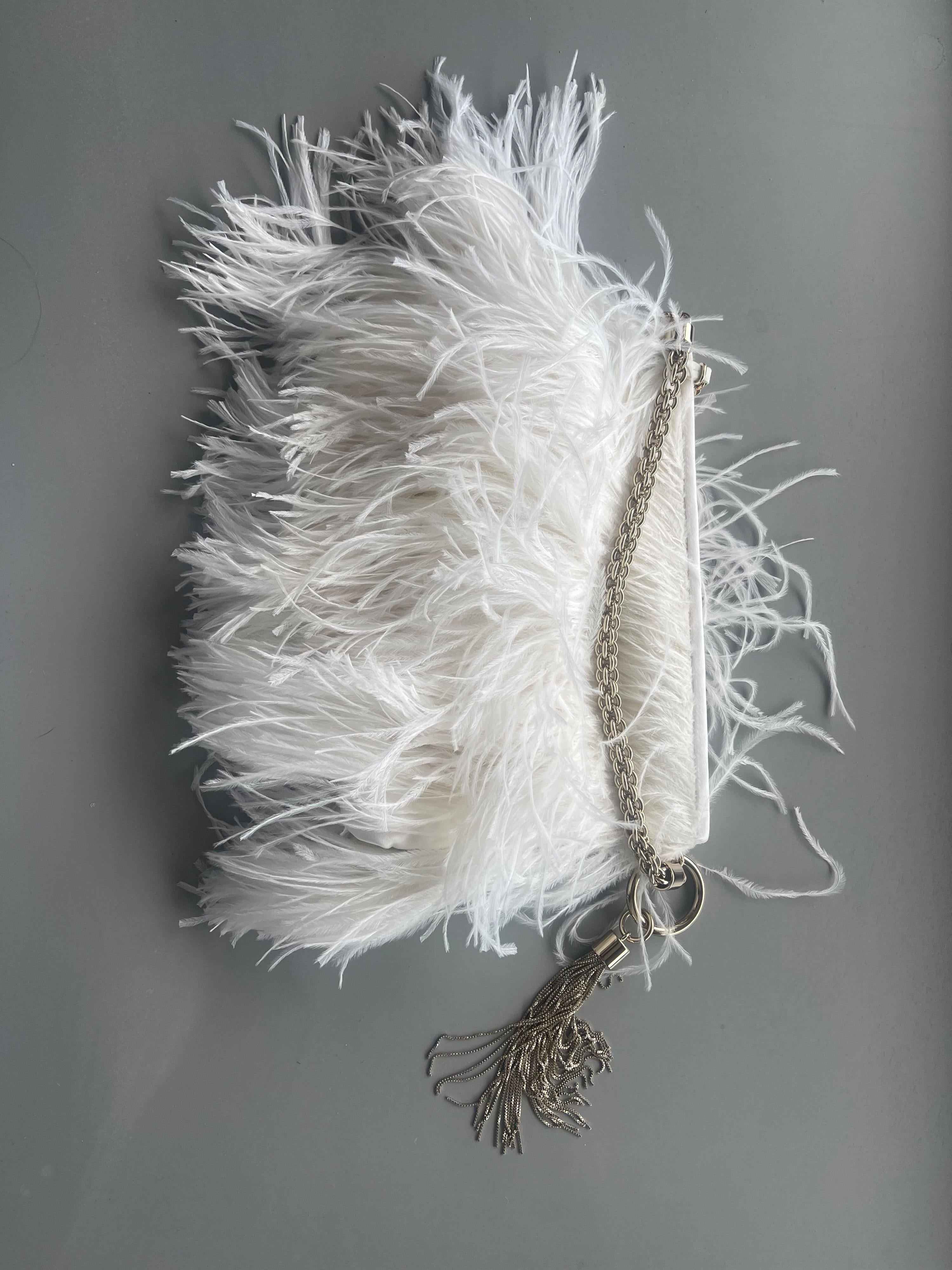 Jimmy Choo White Ostrich Feather Clutch