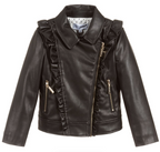 Simonetta Kids Ruffled Faux Leather Jacket