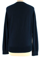 Hermes Navy Patterned Cashmere & Silk Jumper