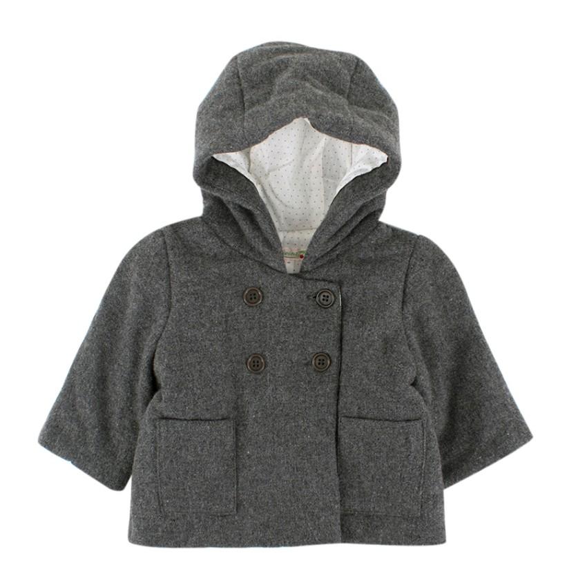 Bonpoint Girls' Grey Wool-blend Hooded Coat